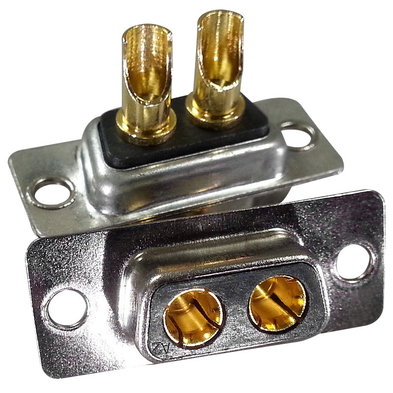 DSUB混装大电流连接器 2W2焊线 直插 弯插 压线 母头 公头2芯插头