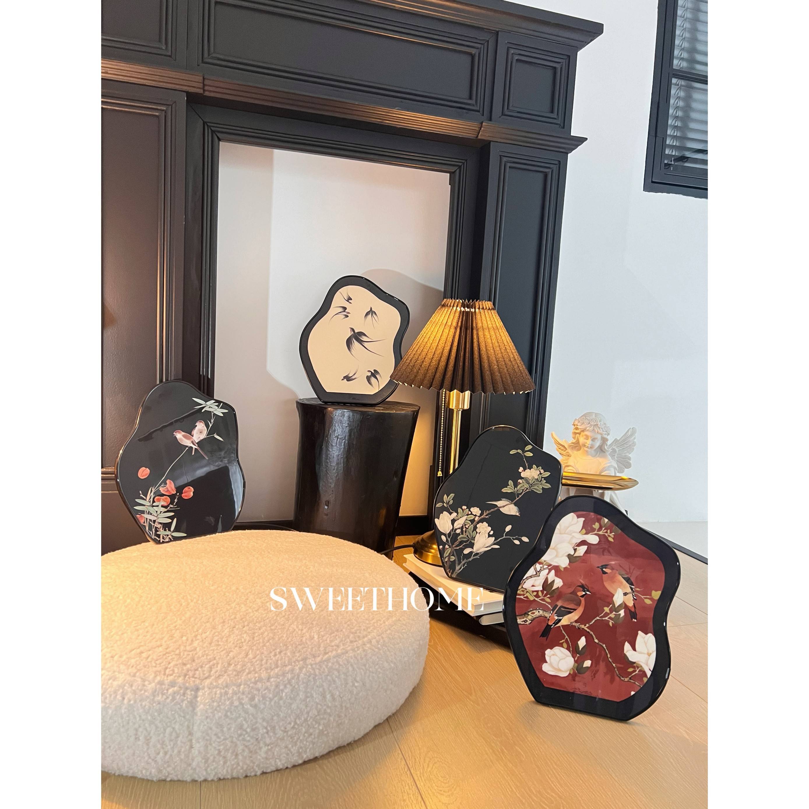 SweetHome * 中古风花鸟图客厅装饰复古艺术挂画餐厅高级桌面摆画