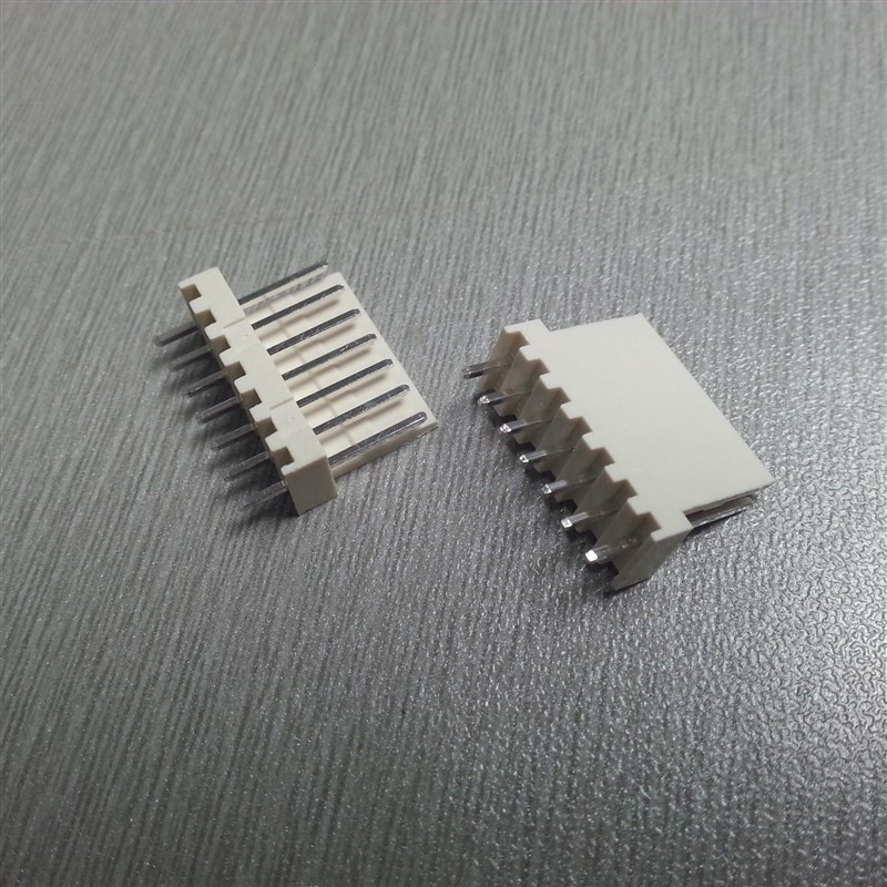 7P直插针座 间距2.54mm 2510连接器 米黄色接插件 7A直针接线座