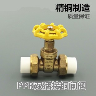 自来水开关阀 铜PPR闸阀 PPR双活接闸阀 铜闸阀带PPR活接 铜阀门