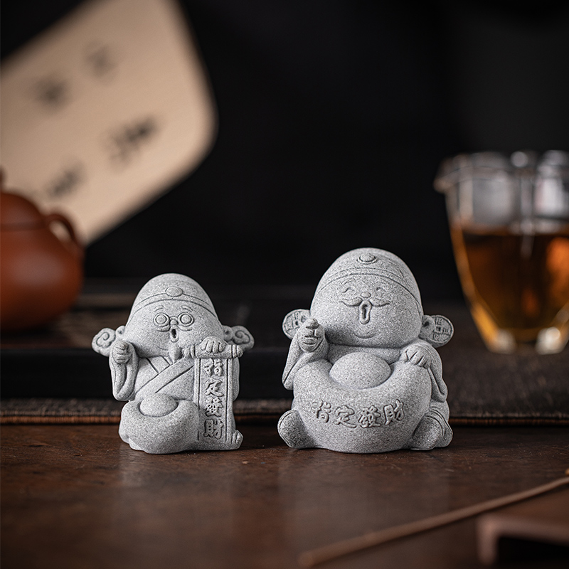 可爱卡通小财神茶宠摆件创意Q版财神爷指定发财鱼缸造景茶桌装饰
