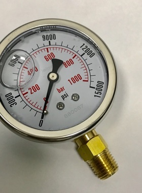leipai 压力表 直径68mm压力0-1000bar 15000psi铜螺纹NPT1/4充油