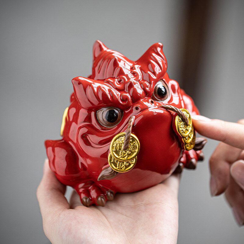 陶瓷金蝉招财摆件金蟾三足蟾蜍店铺办公室装饰客厅工艺品开业礼品