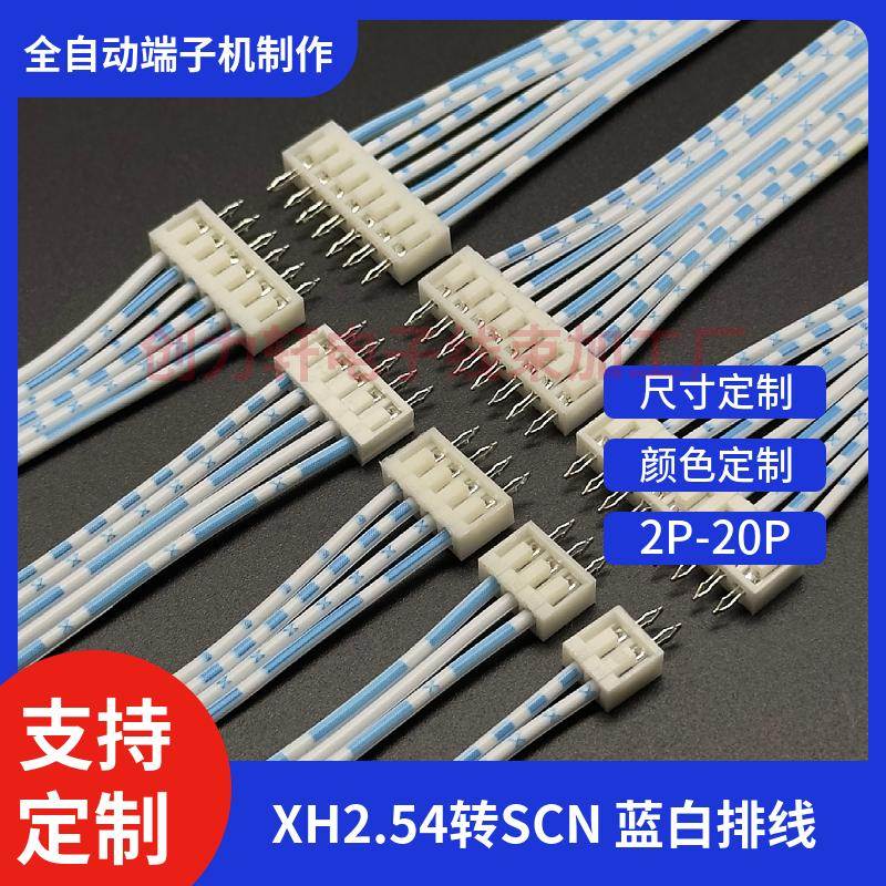 XH2.54转SCN 蓝白排线2P3P4P5P6P8P10P12P 线束加工