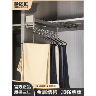 阻尼挂衣器衣橱纵向横杆家用抽拉式 浅衣柜挂衣杆柜内顶装 衣通杆