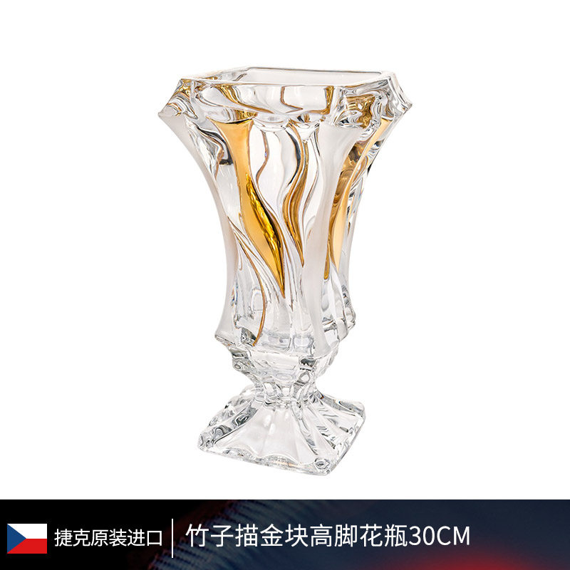 捷水晶瓶 竹子脚瓶手工描金块客厅