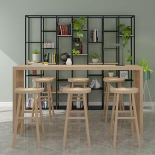 实木吧台简约现代 餐桌客厅玄关隔断家用 高脚桌阳台靠墙吧台桌椅