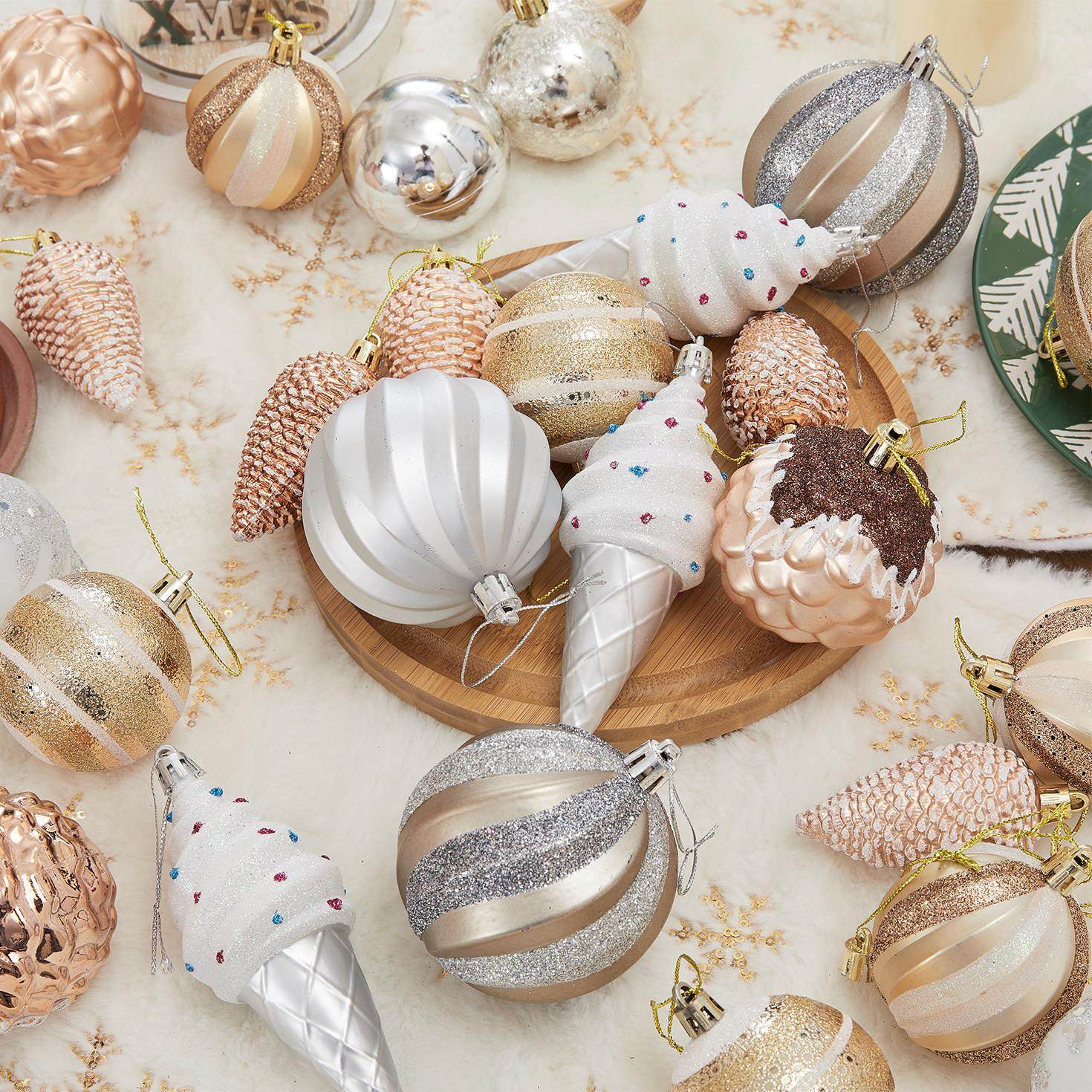 圣诞松果冰激凌彩绘球吊饰圣诞树挂件装饰球橱窗吊顶场景布置挂球,节庆用品/礼品,圣诞装饰品,淘宝优惠券,粉丝福利购,淘宝优惠卷