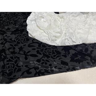 新款 高弹力金丝绒时装布料 黑白藏蓝纯色玫瑰烂花绒镂空面料旗袍