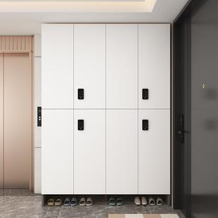 带锁鞋柜家用门口楼道密码锁门外储物柜过道电梯口走廊实木定制柜