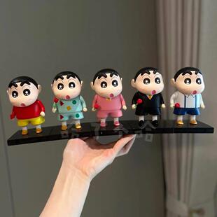 蜡笔小新玩偶电视柜摆件轻奢高档客厅柜子卡通小众高级感软装饰品