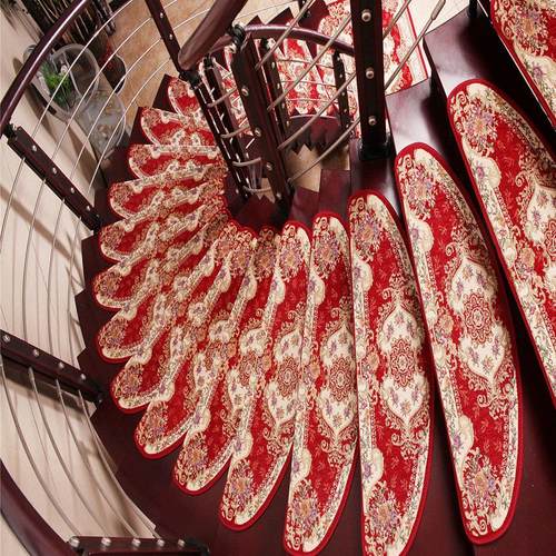 实木楼梯踏步垫弧形定制转角地毯防滑自吸家用免胶自粘欧式楼梯垫