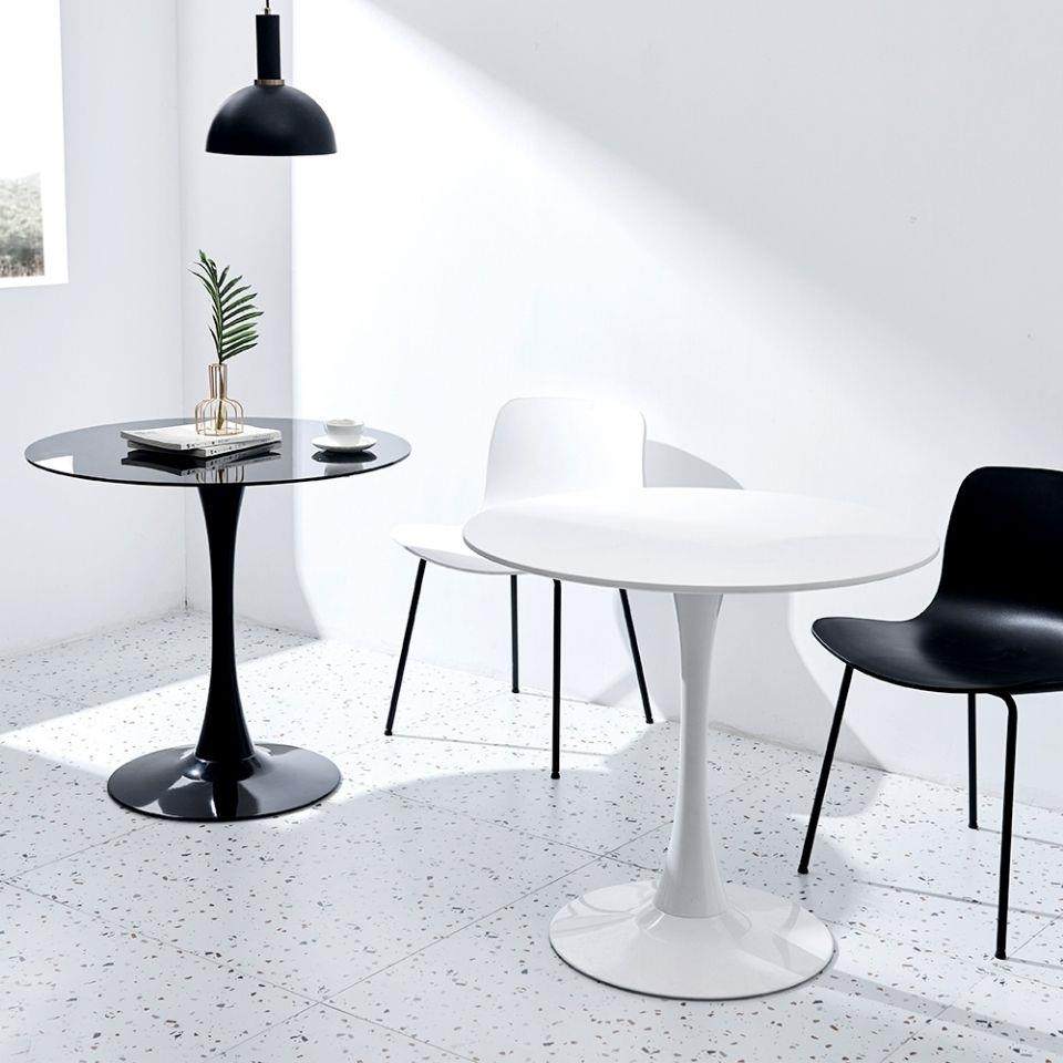 北欧简约接待洽谈桌椅休闲家用玻璃餐桌奶茶店郁金香阳台小圆桌子