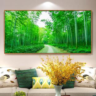 现代森林树木山水画客厅背景墙装饰画清新大树挂画餐厅卧室壁画