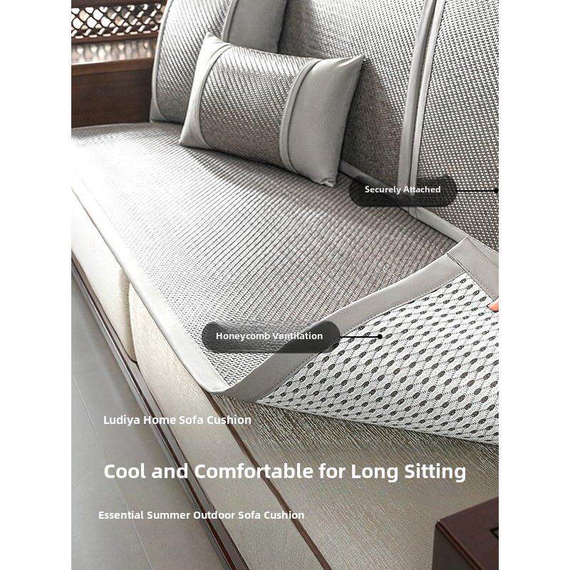 罗艺佳新款简易沙发垫防滑固定中式藤垫夏日清凉扶手套