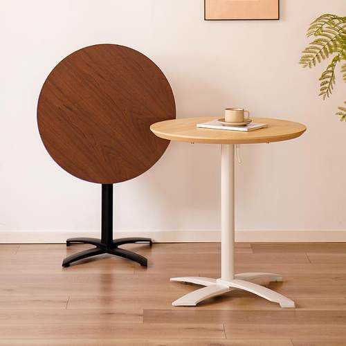 北欧可折叠餐桌家用小户型实木圆桌子商用咖啡奶茶店休闲洽谈桌椅