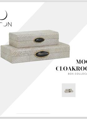 MOON慕空间样板房衣帽间收纳盒摆件灰色魔鬼鱼纹首饰盒装饰品道具