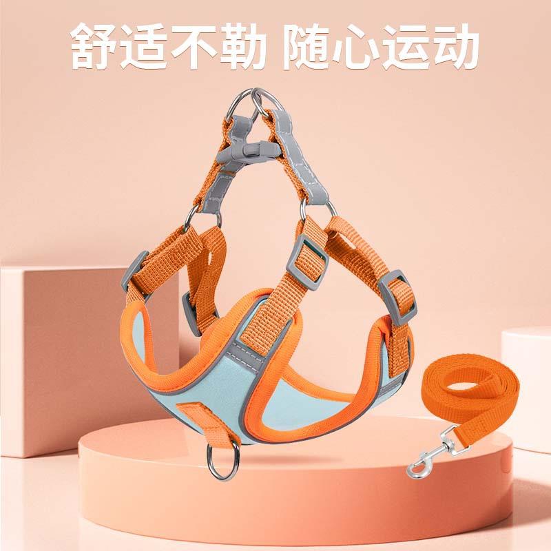 宠物牵引绳子遛狗外出背心式印花胸背带狗狗牵引绳背心式中型犬