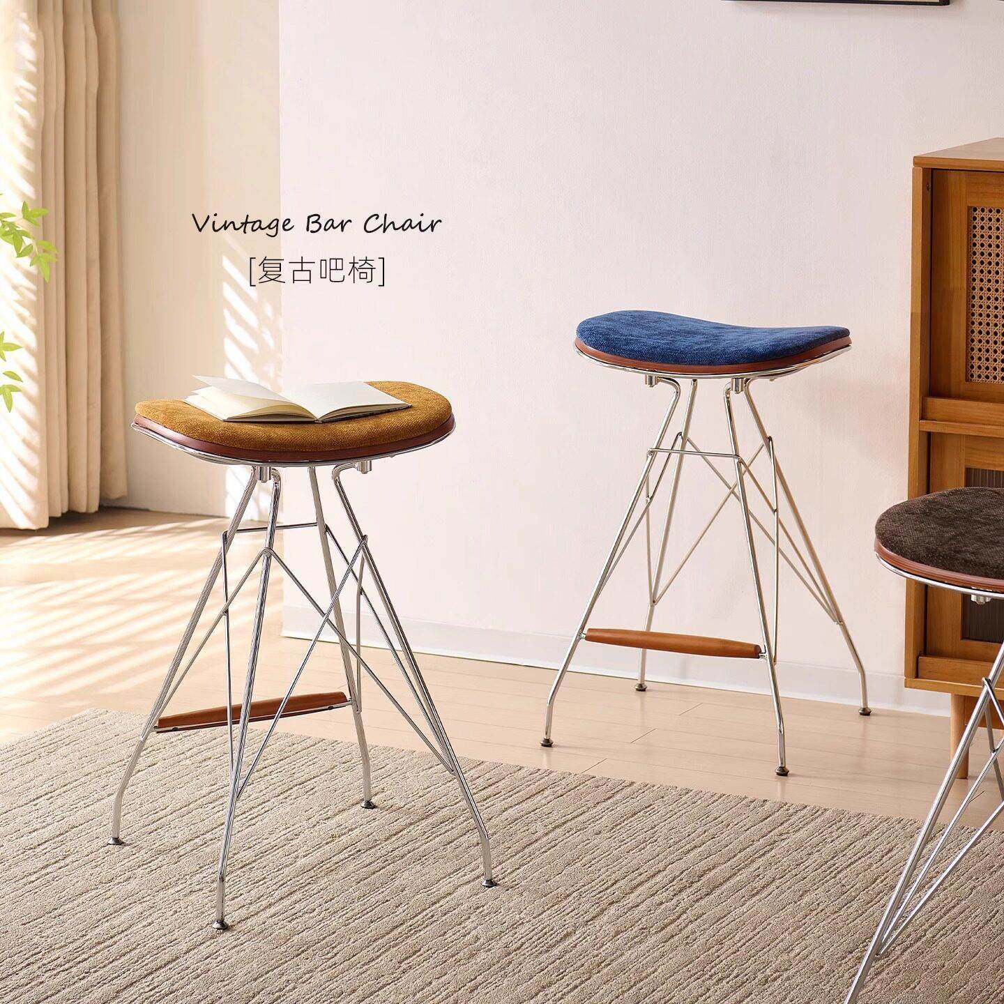 中古吧台椅网红饭厅设计师软包吧凳咖啡厅覆古铁艺休闲家用高脚椅,住宅家具,家用高脚椅,淘宝优惠券,粉丝福利购,淘宝优惠卷