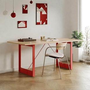 中世纪风格设计师工作台长方形书房书桌原木餐桌简单的办公室洽谈