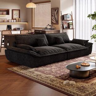 法式覆古风帆船沙发小户型2025新款客厅大坐深雪尼尔布艺直排沙发