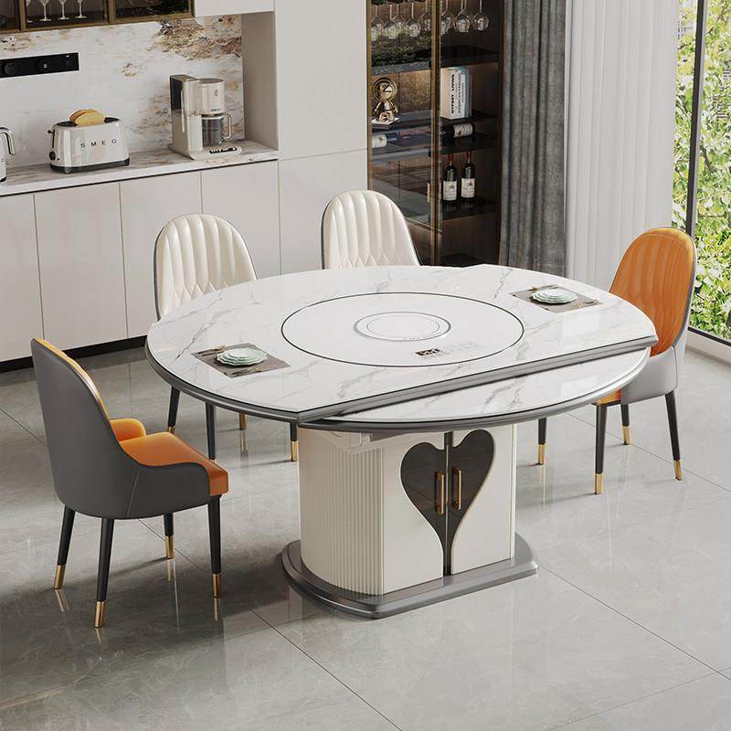 岩板餐桌2025新款家用可变圆桌电磁炉小户型轻奢现代简约折叠饭桌,住宅家具,岩板餐桌,淘宝优惠券,粉丝福利购,淘宝优惠卷