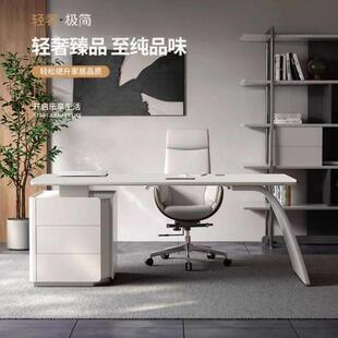 意式极简烤漆书桌轻奢高级办公桌设计师书房电脑桌美容医美咨询桌