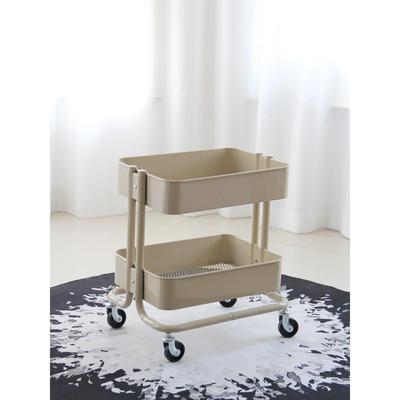 北欧两层拉斯克移动小推车置物架餐车小吃车桌下带轮收纳车手推车