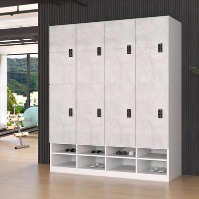 白色大理石更衣柜员工储物柜带密码锁感应锁洗浴木质瑜伽馆健身房