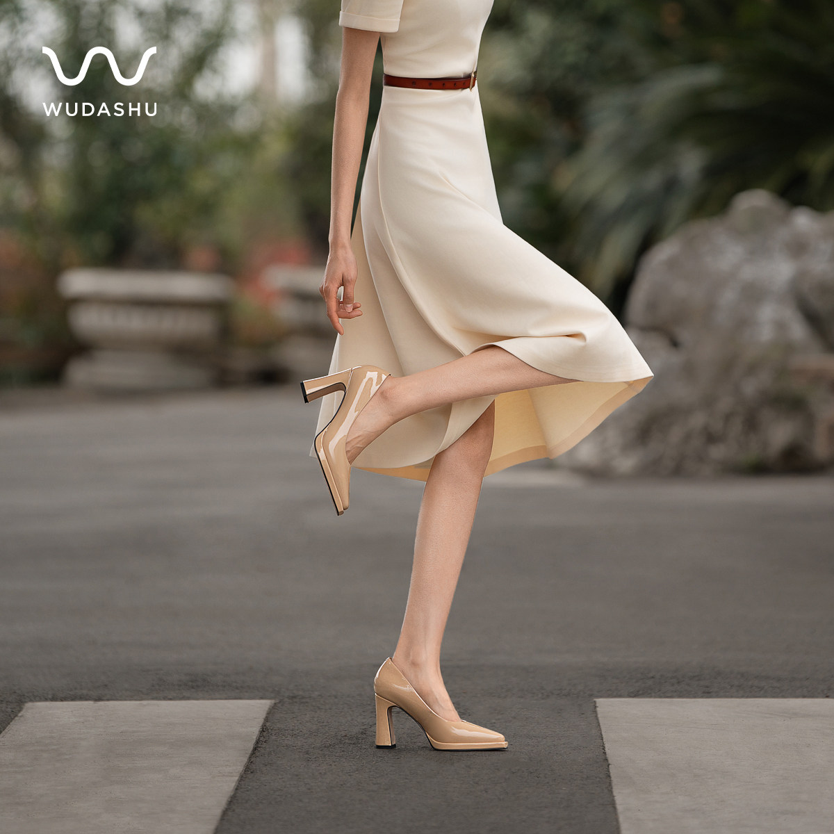 吴大叔2026春季新款时尚真皮单鞋气质小众方头粗跟日常通勤高跟鞋,女鞋,浅口单鞋,淘宝优惠券,粉丝福利购,淘宝优惠卷