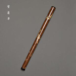 特选级花纹草湘妃竹镶花牛角香筒 香道配件沉线 线香收纳盒 茶道