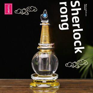 水晶佛塔崇拜桌面佛塔摆件藏佛塔花蜜丸菩提塔大、中、小尺寸