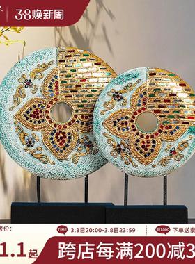 异丽东南亚风格桌面摆件泰式工艺品客厅玄关电视柜实木手工装饰品