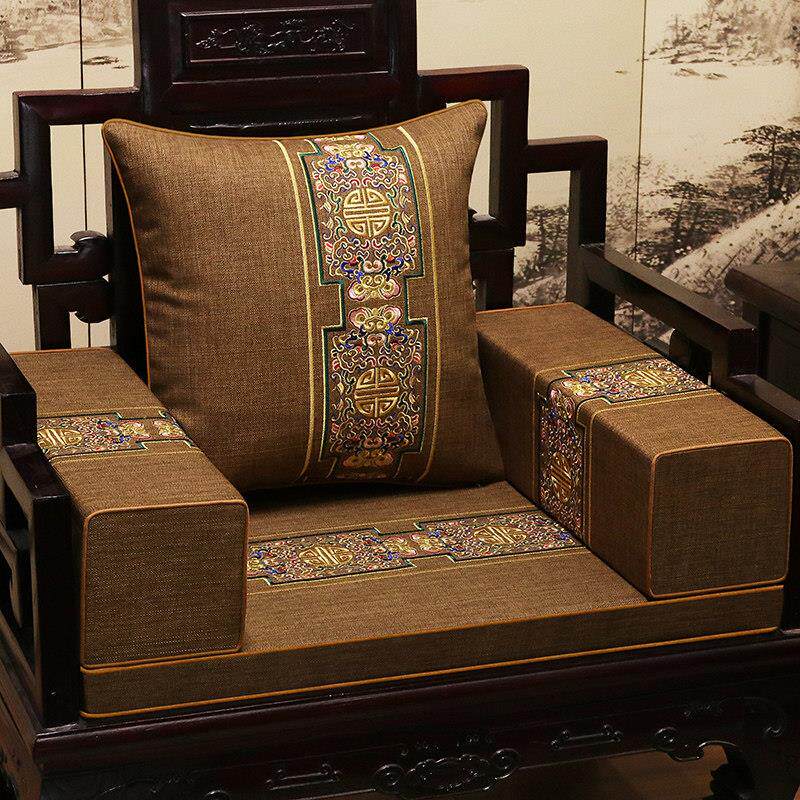 新中式沙发垫中式防滑坐垫实木家具客厅座垫罗汉床垫五件套可定制