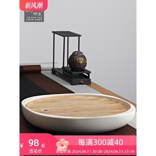茶托圆形储水大小号干泡茶台 密胺功夫茶盘家用简约茶具日式