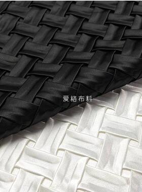 光泽柔软垂坠 黑色白色醋酸缎编织后加工设计师面料半裙上衣布料