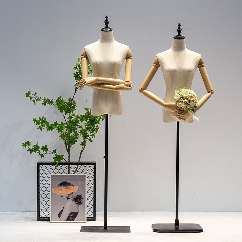 挂件手服装店模特道具女装橱窗半全身带头人台展示架婚纱模特架子