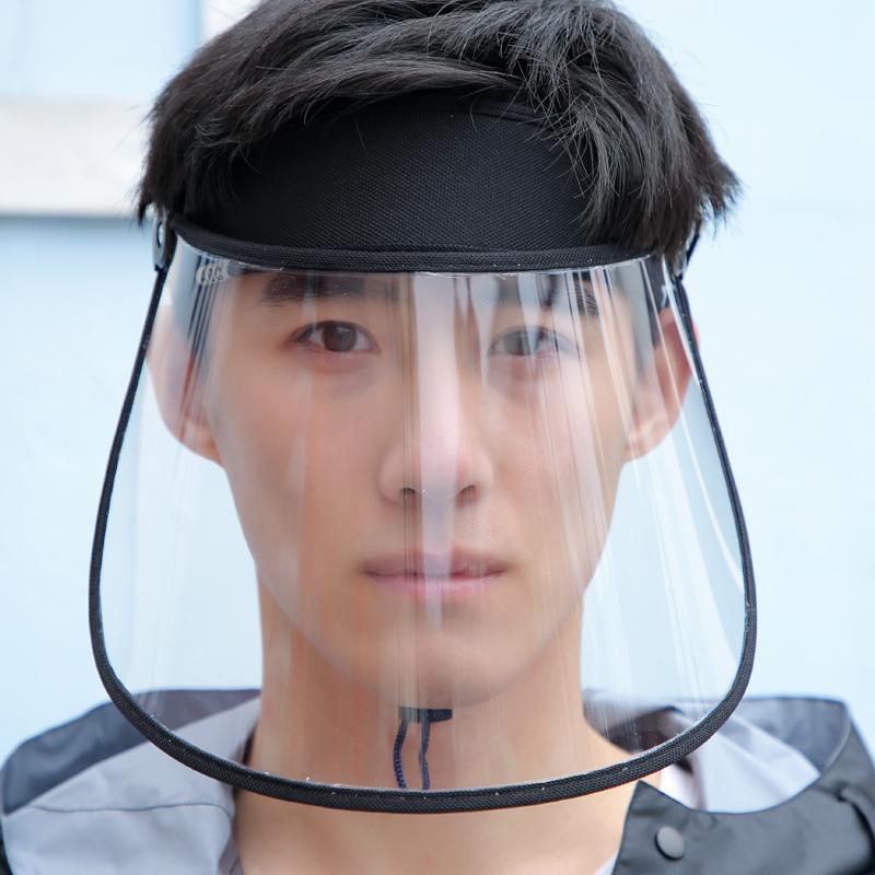 防水面罩女雨衣挡风防尘电动车雨披骑车护脸透明炒菜防油烟挡雨帽