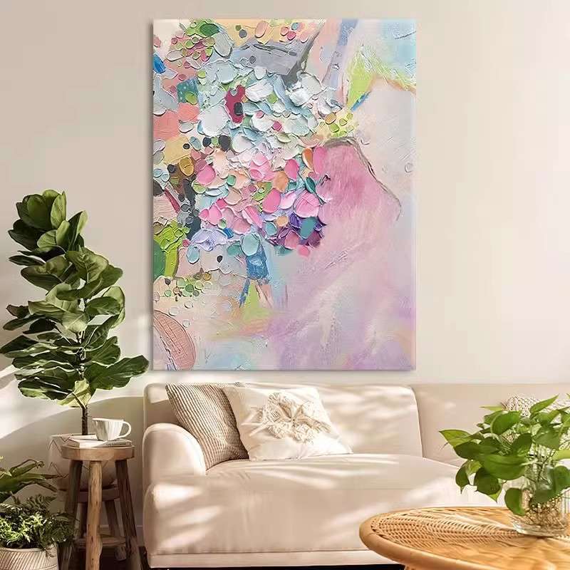 {活动价}厚肌理抽象色块手绘油画客厅玄关装饰画立体画多巴胺大尺图片