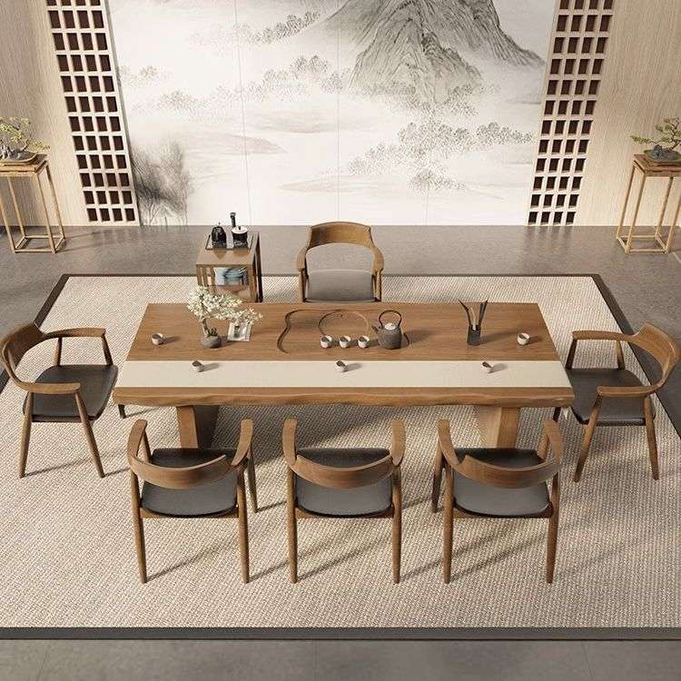 {活动价}新中式实木大板茶桌办公室茶台茶楼茶室泡茶桌椅组合售楼