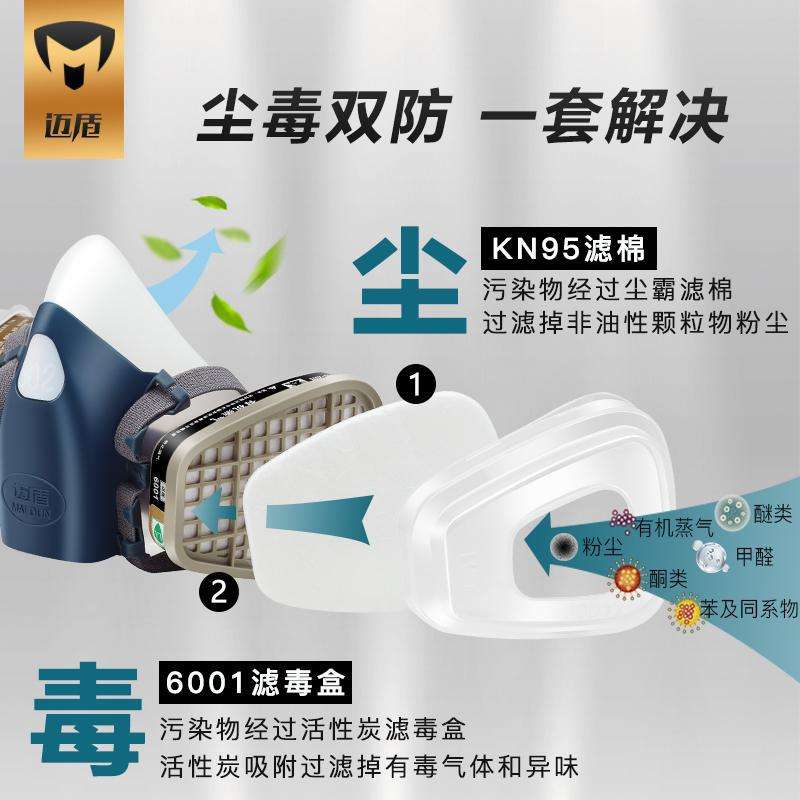 {活动价}防毒面具 喷漆粉尘电焊甲醛打磨防烟化工软硅胶二保焊 60