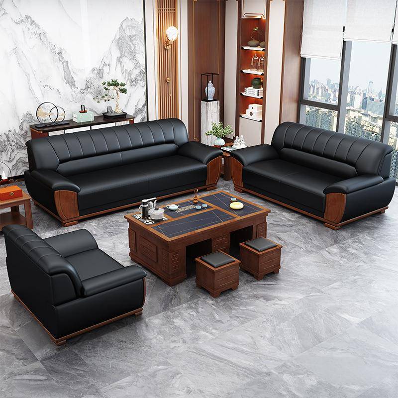 (活动价）商务办公沙茶几组接待室办公室会发客发区中式红实木沙