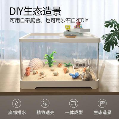 乌龟饲养缸生态造景装饰家用带盖爬台小型螃蟹相守蟹寄居蟹专用箱