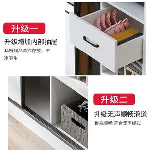 折扣店 全实木衣柜家用卧室简易推拉门松木储物柜子小户型现代