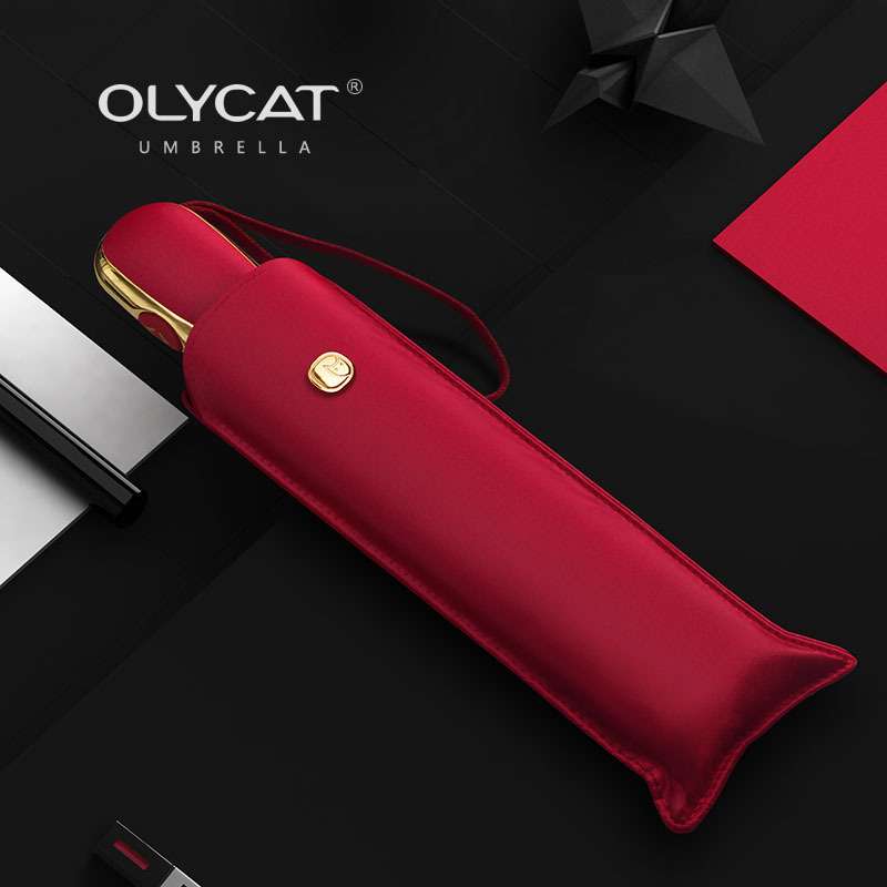 {活动价}OLYCAT超轻扁形全自动伞高端三折晴雨伞便携黑胶防紫外线