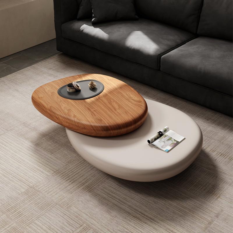 (活动价）设计师茶鹅卵石设旋转几矮款意式客厅家用异计师创意形