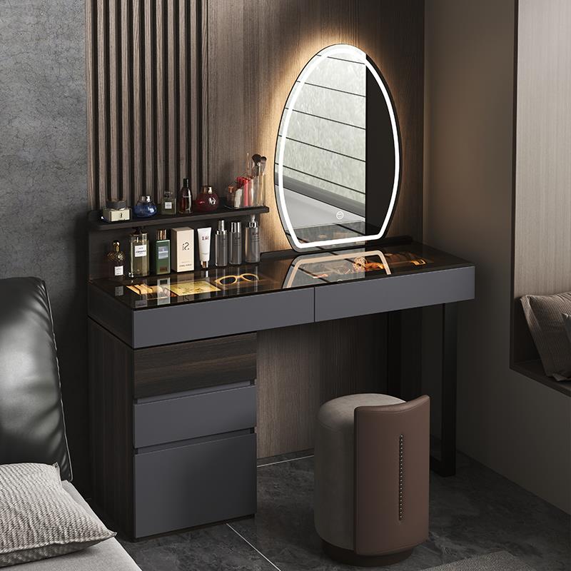 意式轻奢梳妆台收纳柜一体化妆镜卧室现代简约实木化妆桌2025新款