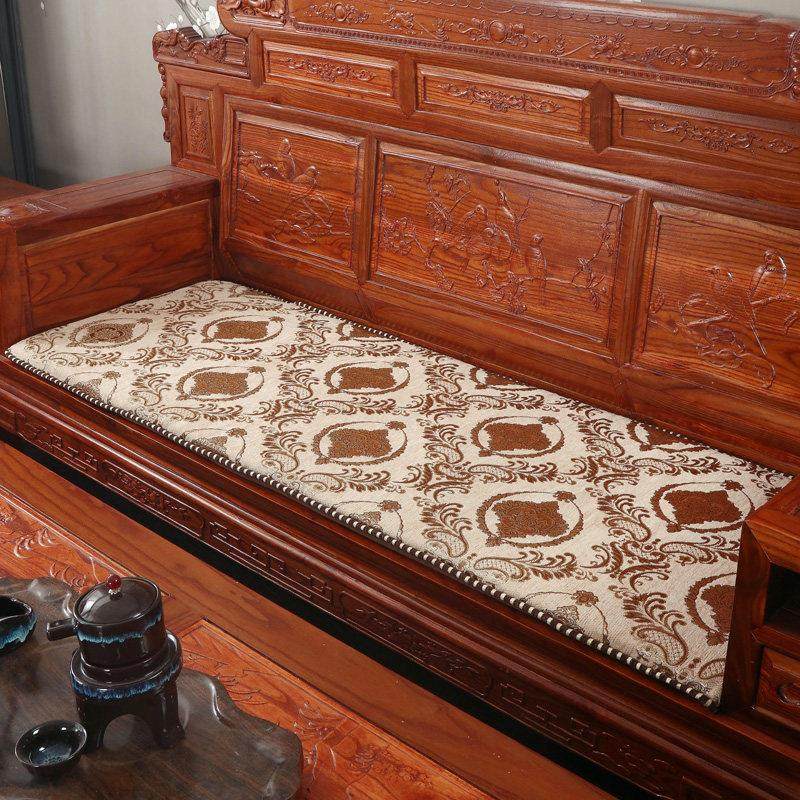 中式红实木沙发坐垫套罩雪尼尔防滑加厚老式三人联邦椅垫四季通用