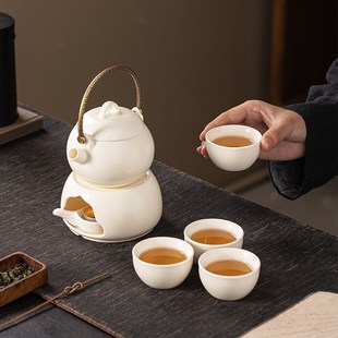 仿古茶壶 陶瓷提梁壶烤炉家用蜡烛加热茶炉暖茶温茶煮茶炉泡茶套装