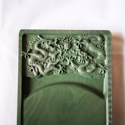 砚台松花砚御砚堂通化老坑8寸二龙戏珠砚台文房书法绘画磨墨用砚
